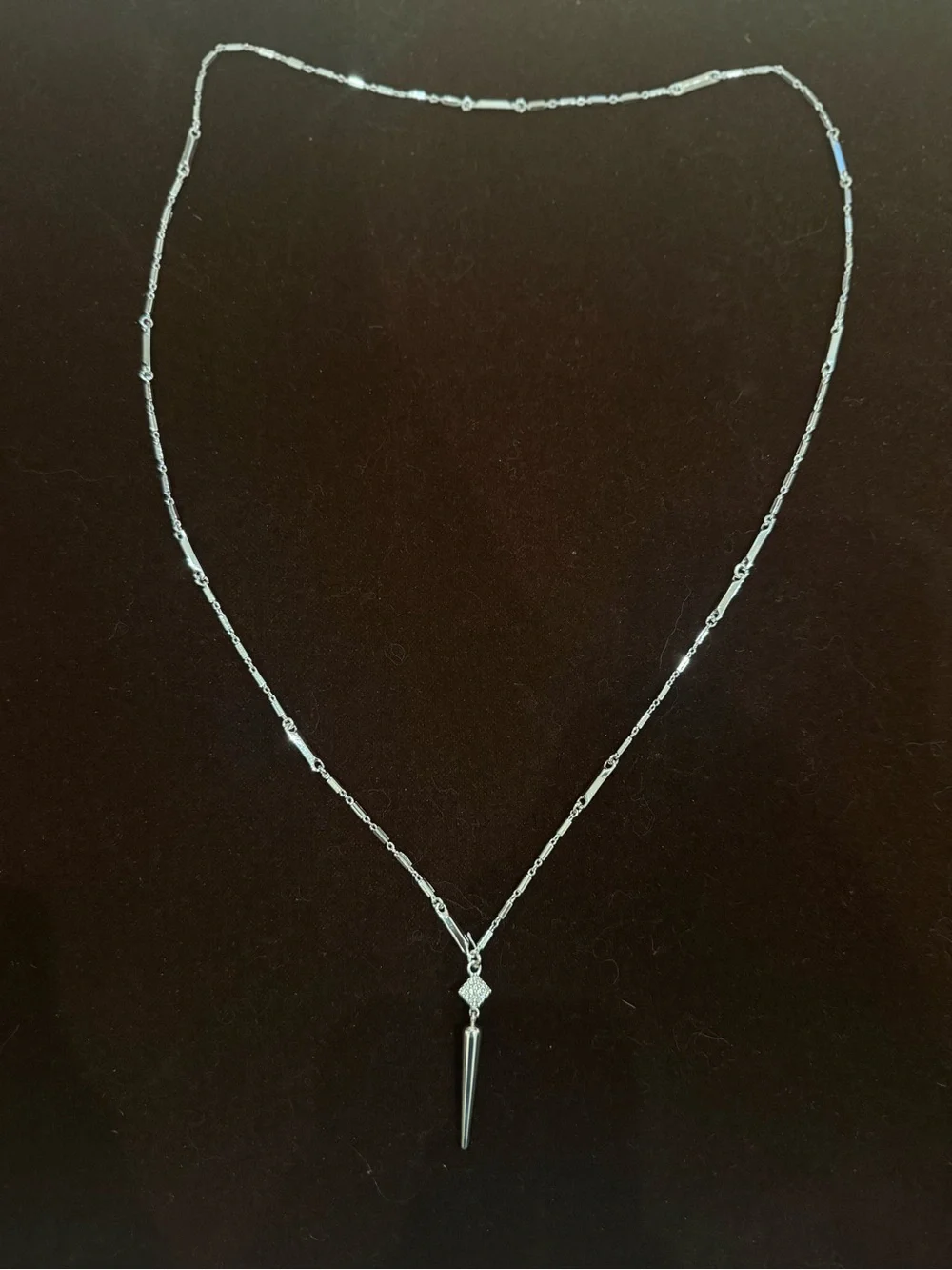 Stella & Dot Silver Spike Pendant Necklace - Women's Elegant Silver Chain